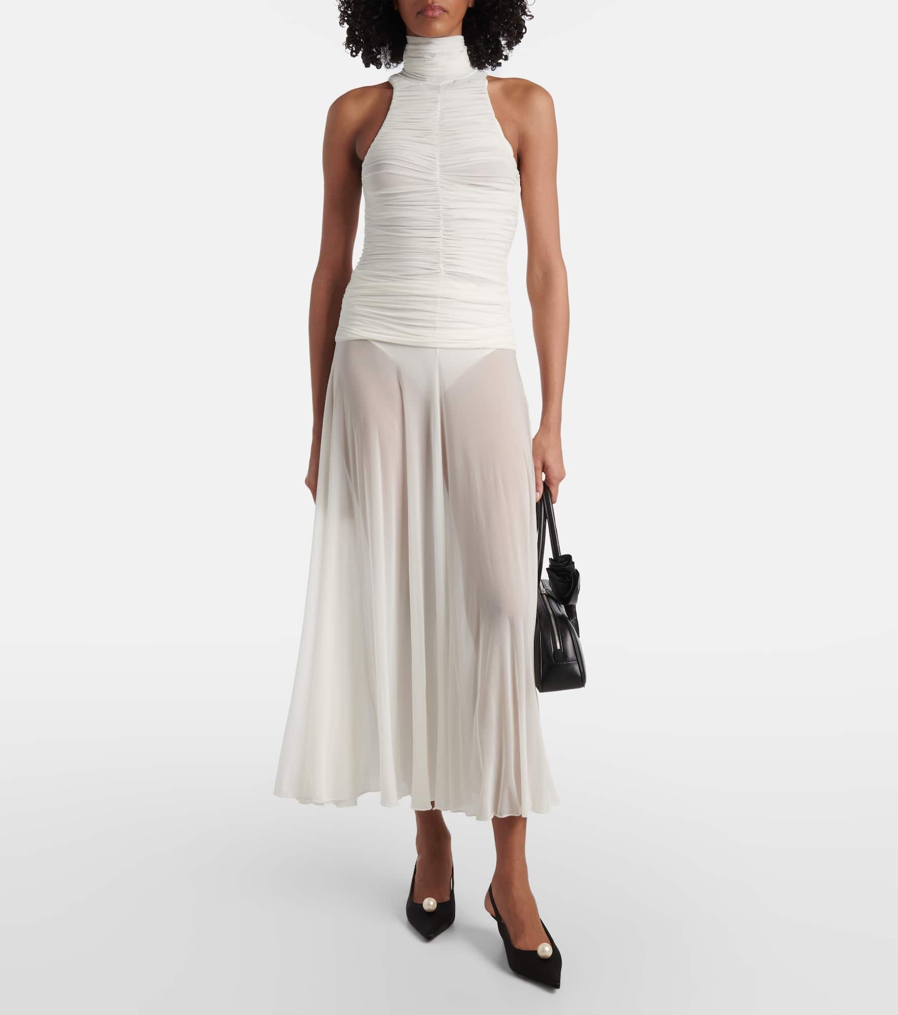 Ruched sheer high-neck maxi dress - 2