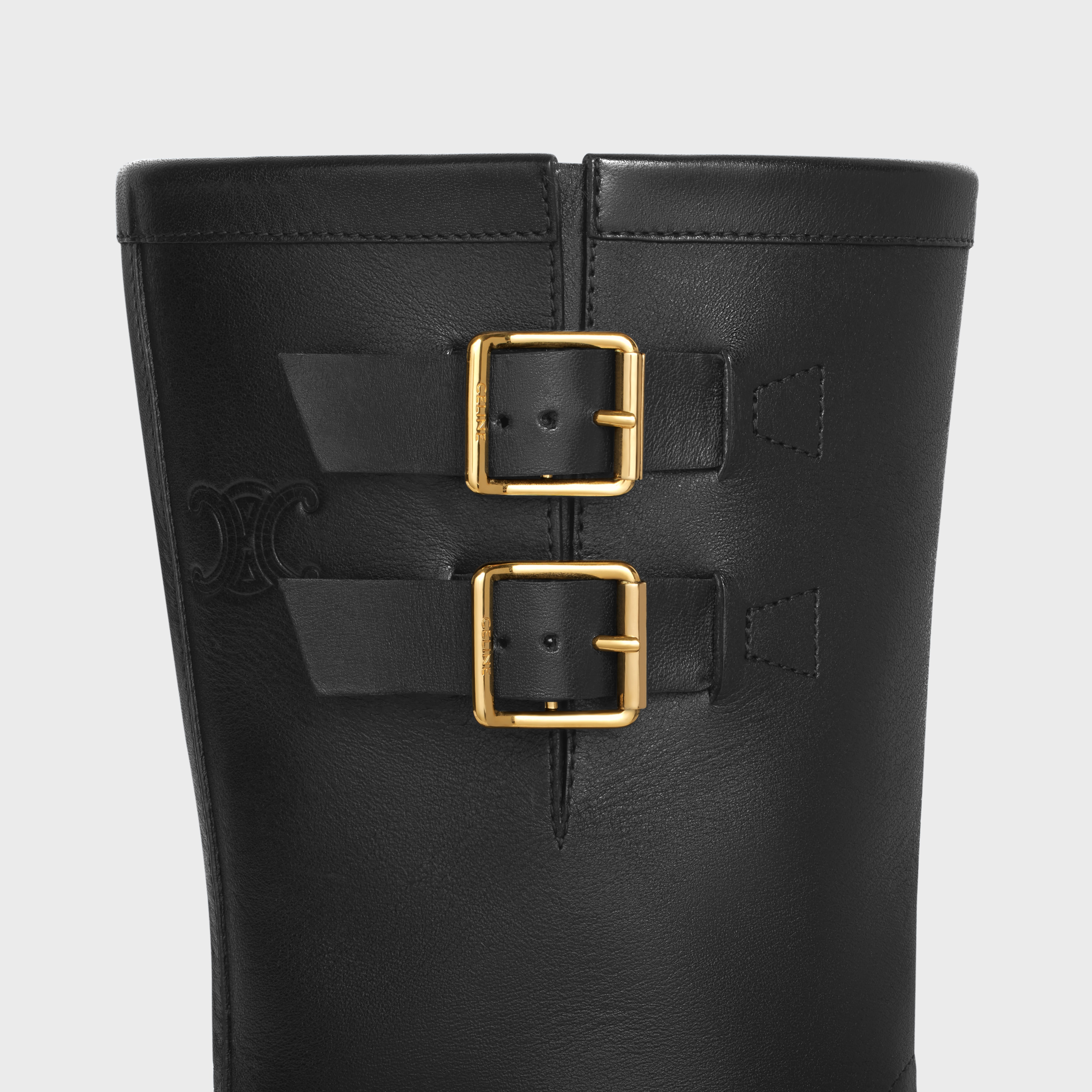 CELINE BULKY MID BIKER BOOT WITH HARNESS in CALFSKIN - VEGETAL TANNING - 5