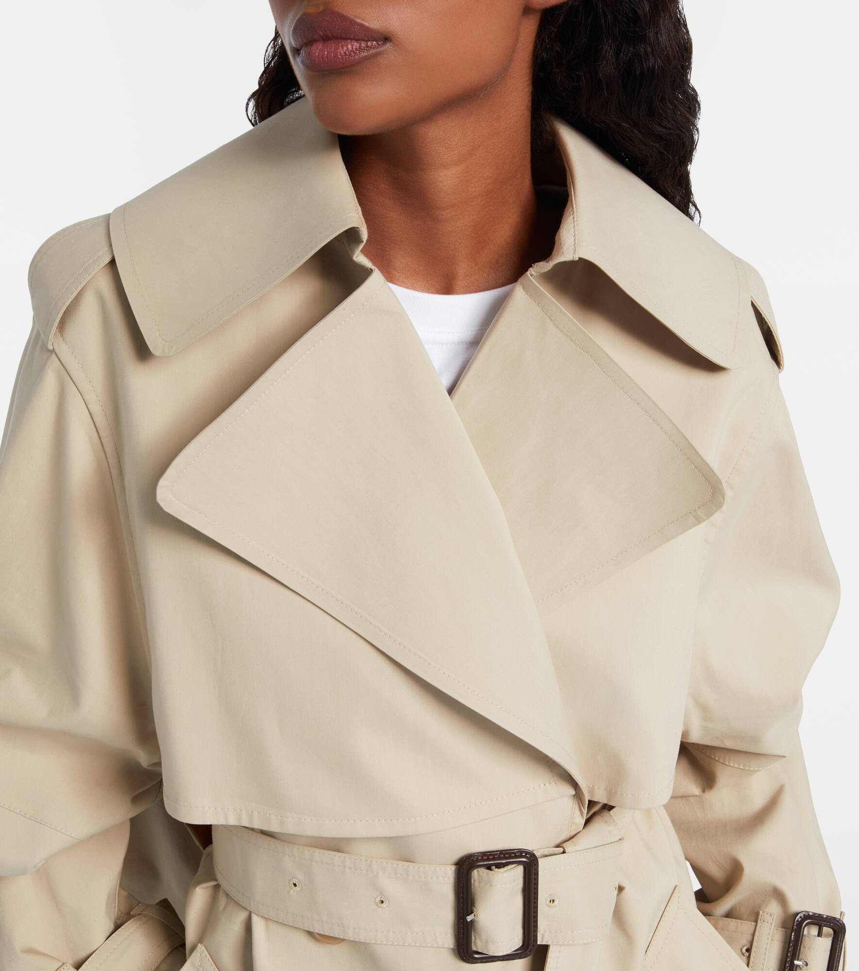 Double-breasted cotton trench coat - 5