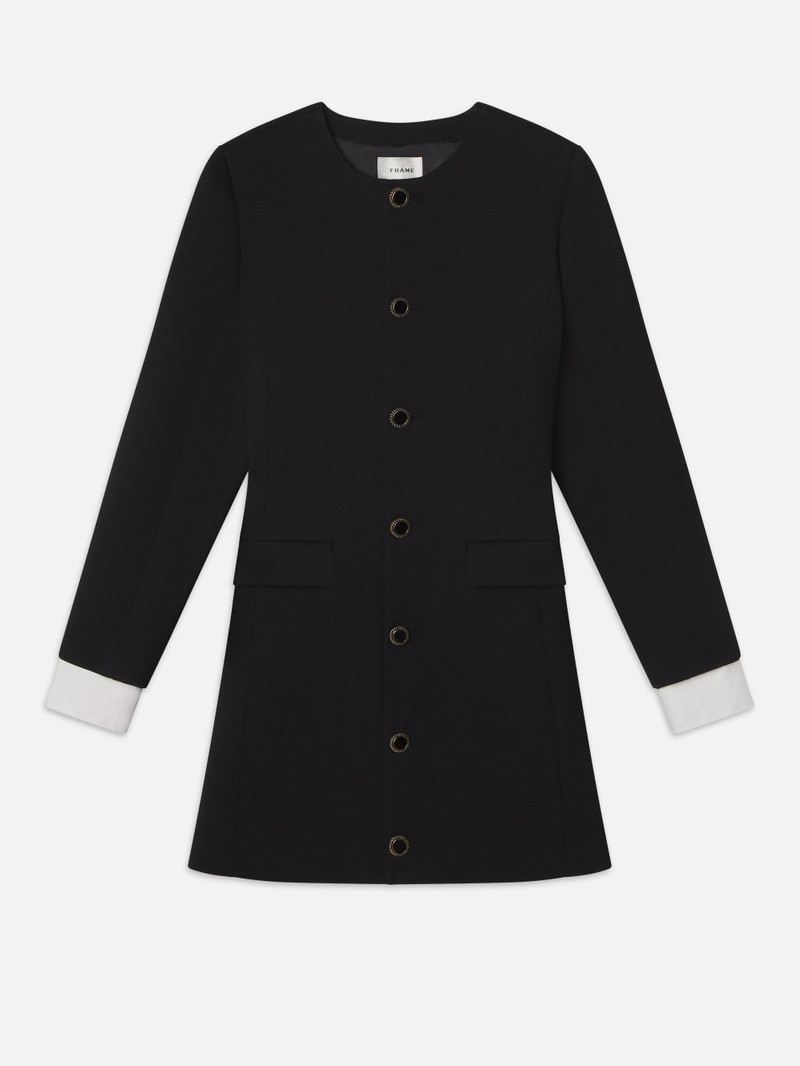 Button Front Suiting Dress in Black 1