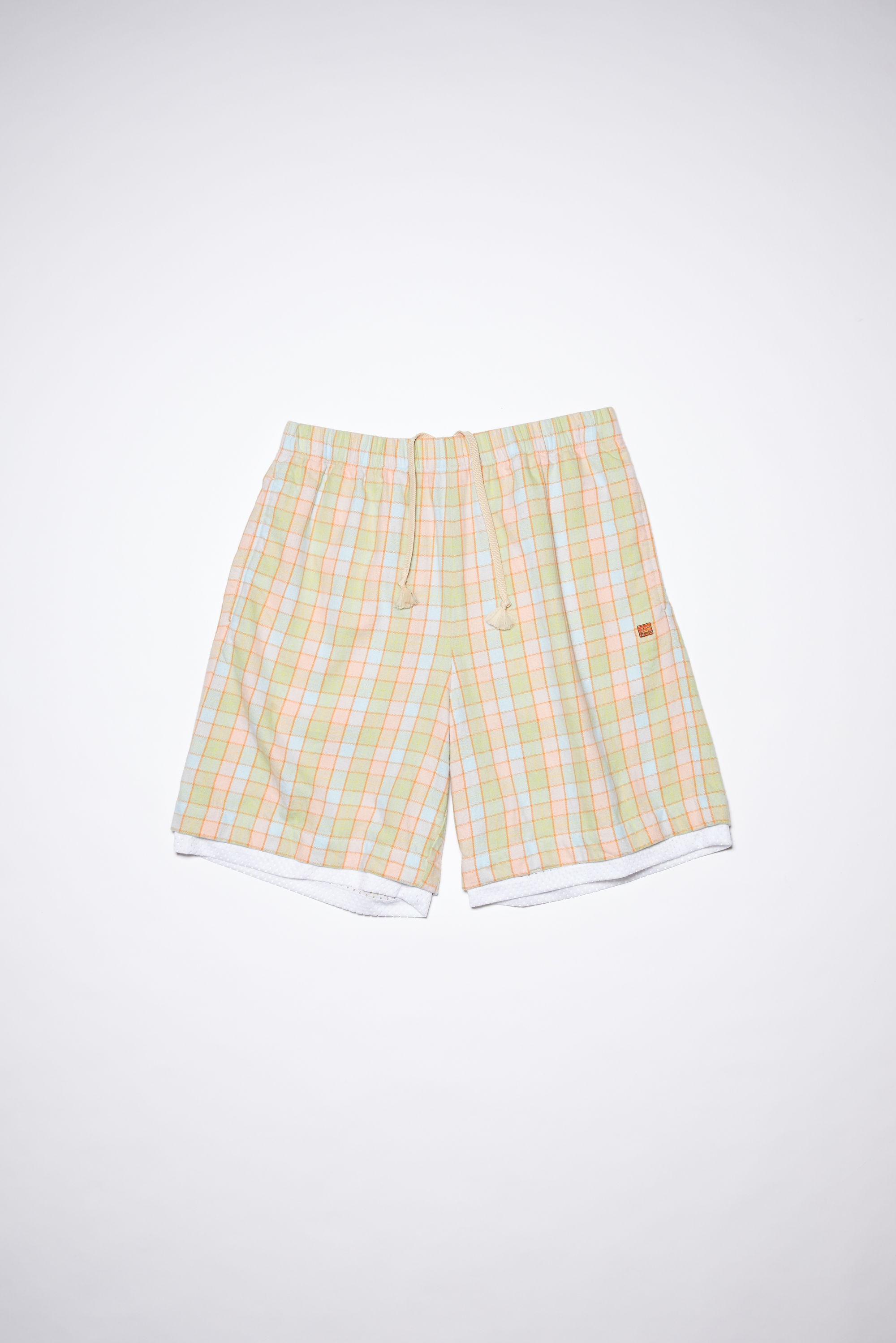 Flannel shorts - Orange/beige - 1