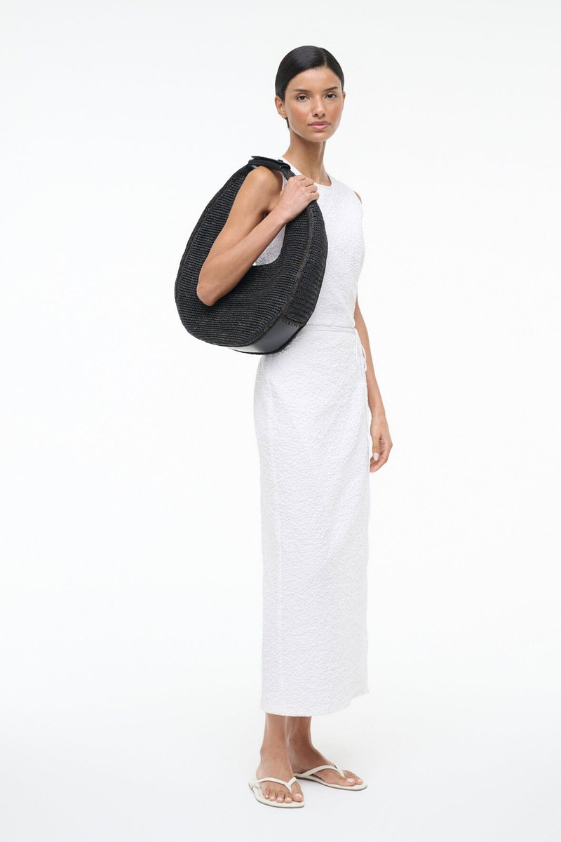 STAUD STAUD LARGE RAFFIA MOON TOTE BAG BLACK outlook