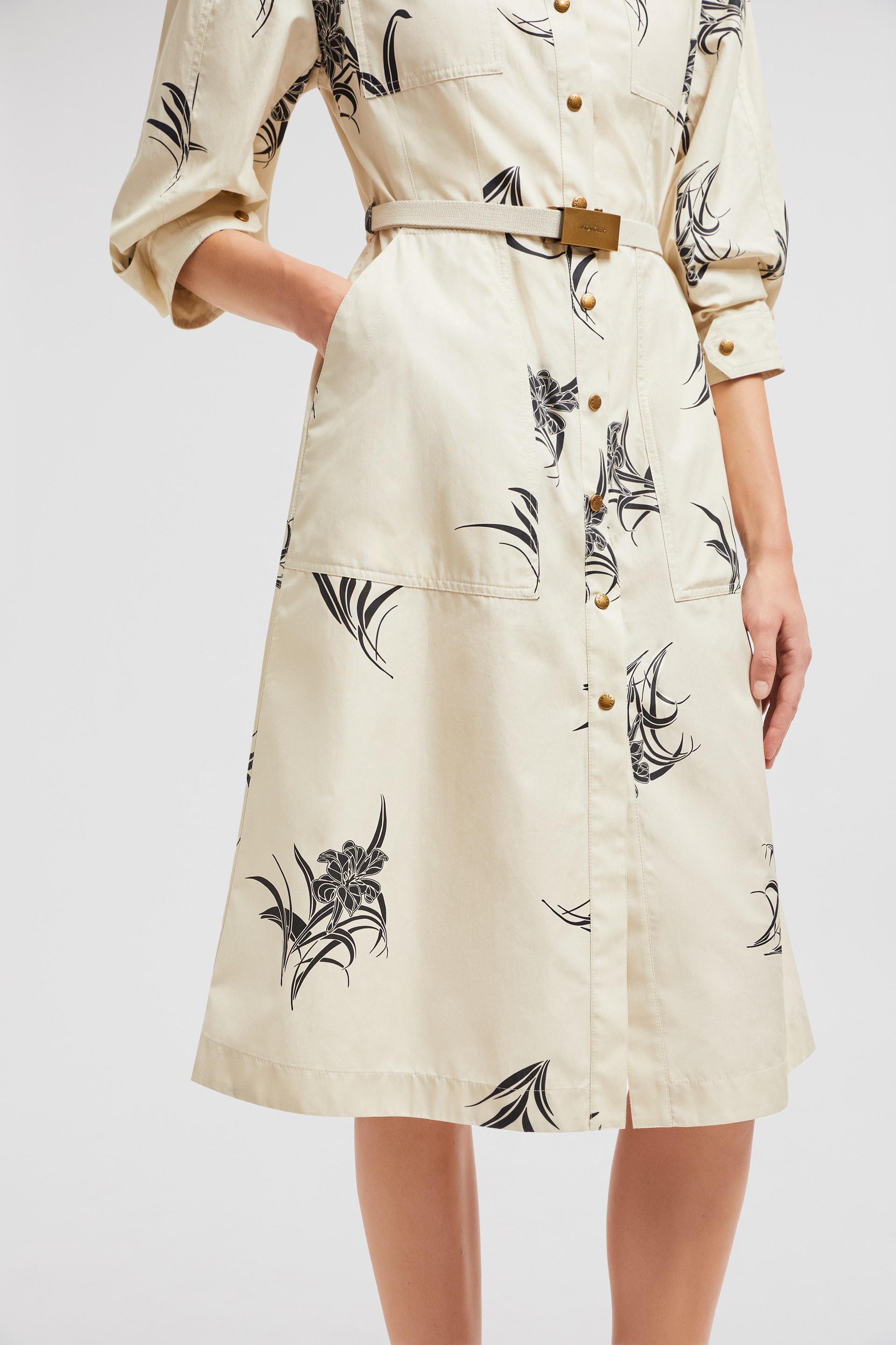 Moncler Floral Print Cotton Shirt Dress | REVERSIBLE
