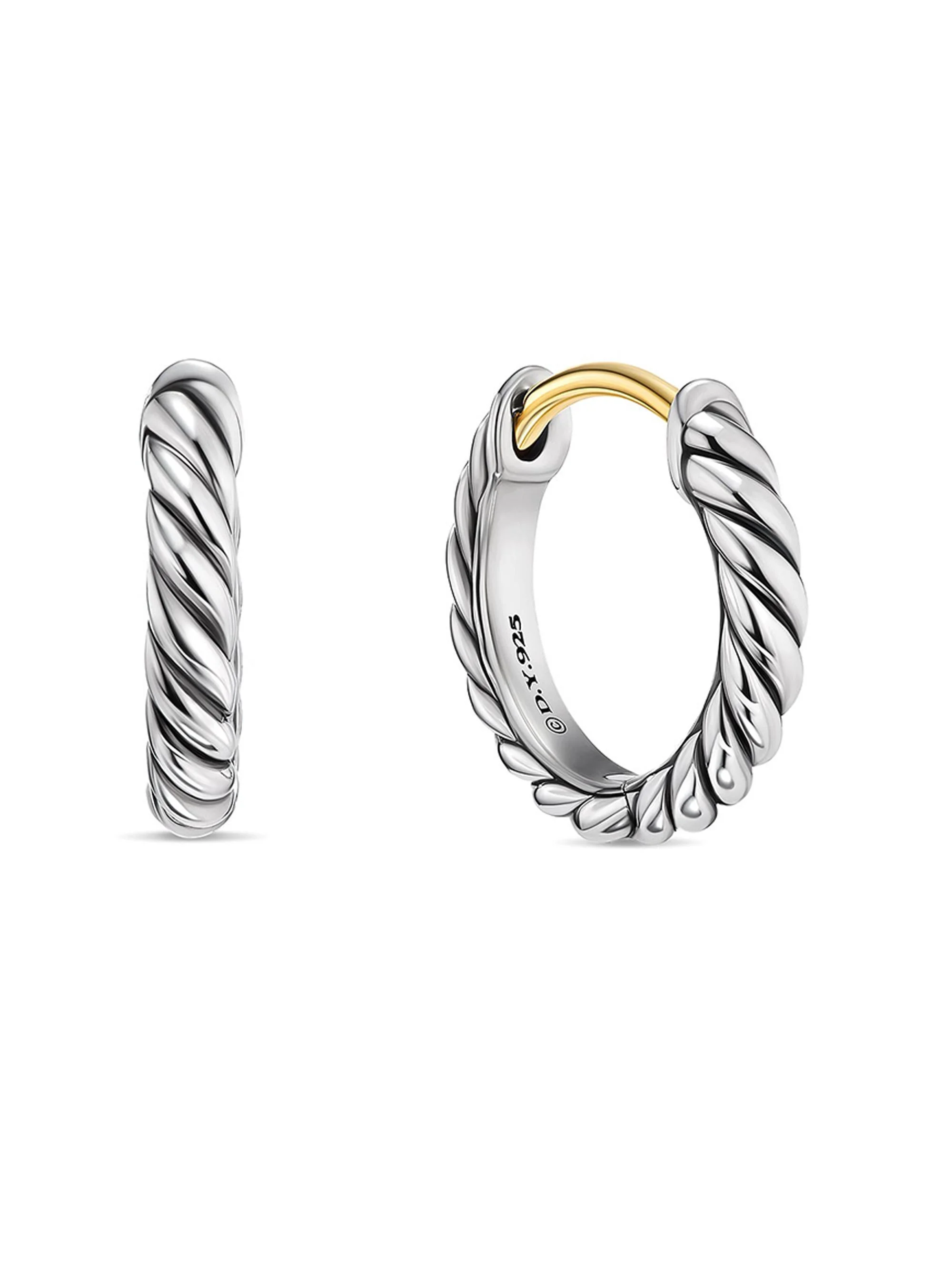 Women's Sculpted Cable Huggie Hoop Earrings in Sterling Silver - Silver - 1