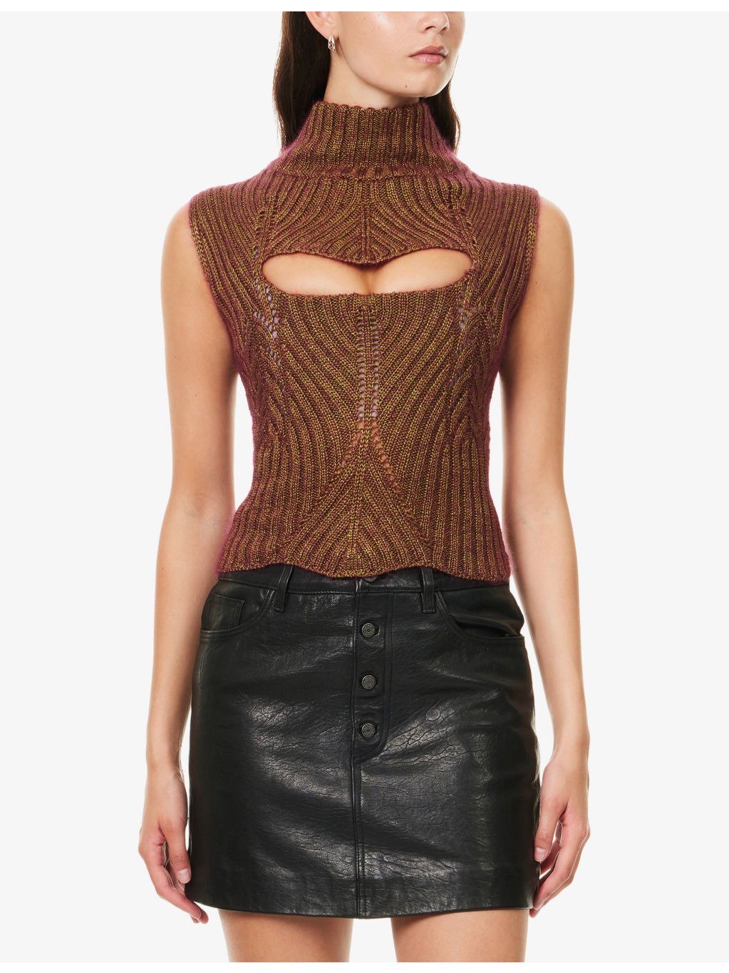 Mary Funnel-Neck Silk-Blend Corset Top - 3