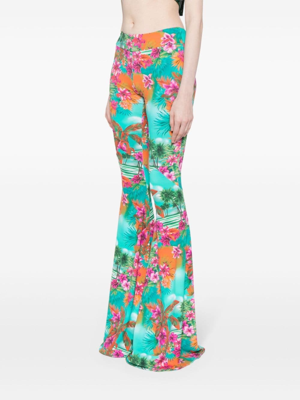 flared floral-print trousers - 3