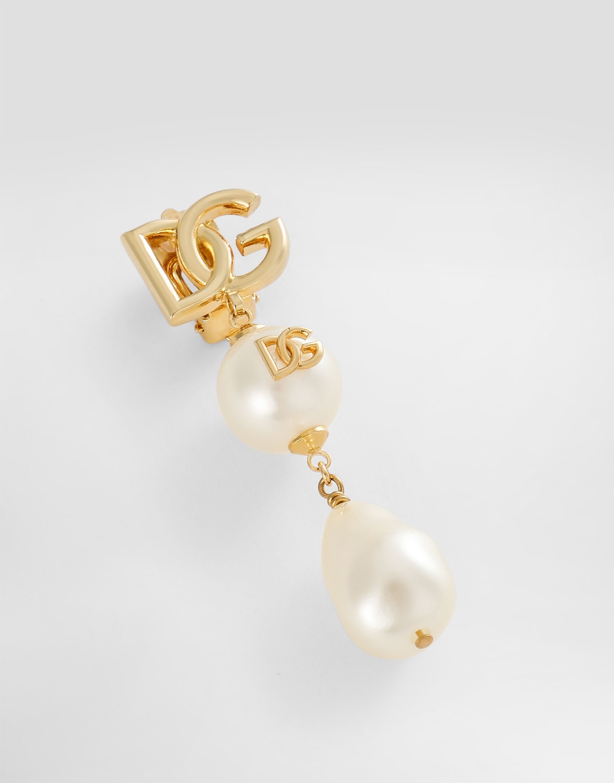 Drop earrings with teardrop accents, cabochons and DG logo - 2