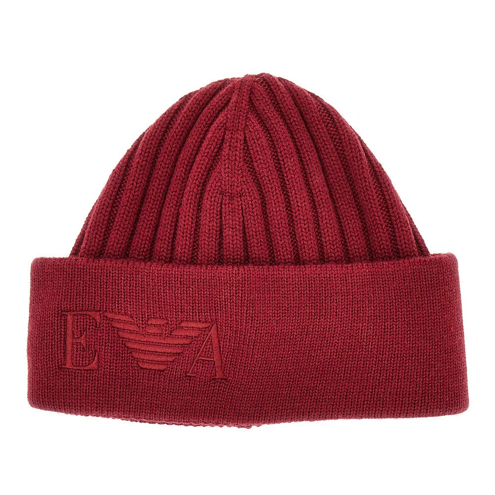 KNITTED BEANIE HAT WITH LOGO EMBROIDERY - 1