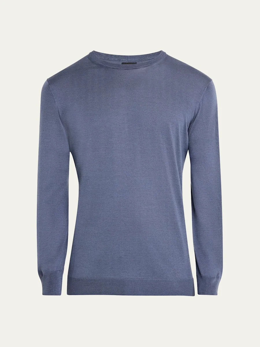 Men's Cotton and Silk Crewneck Sweater - 1
