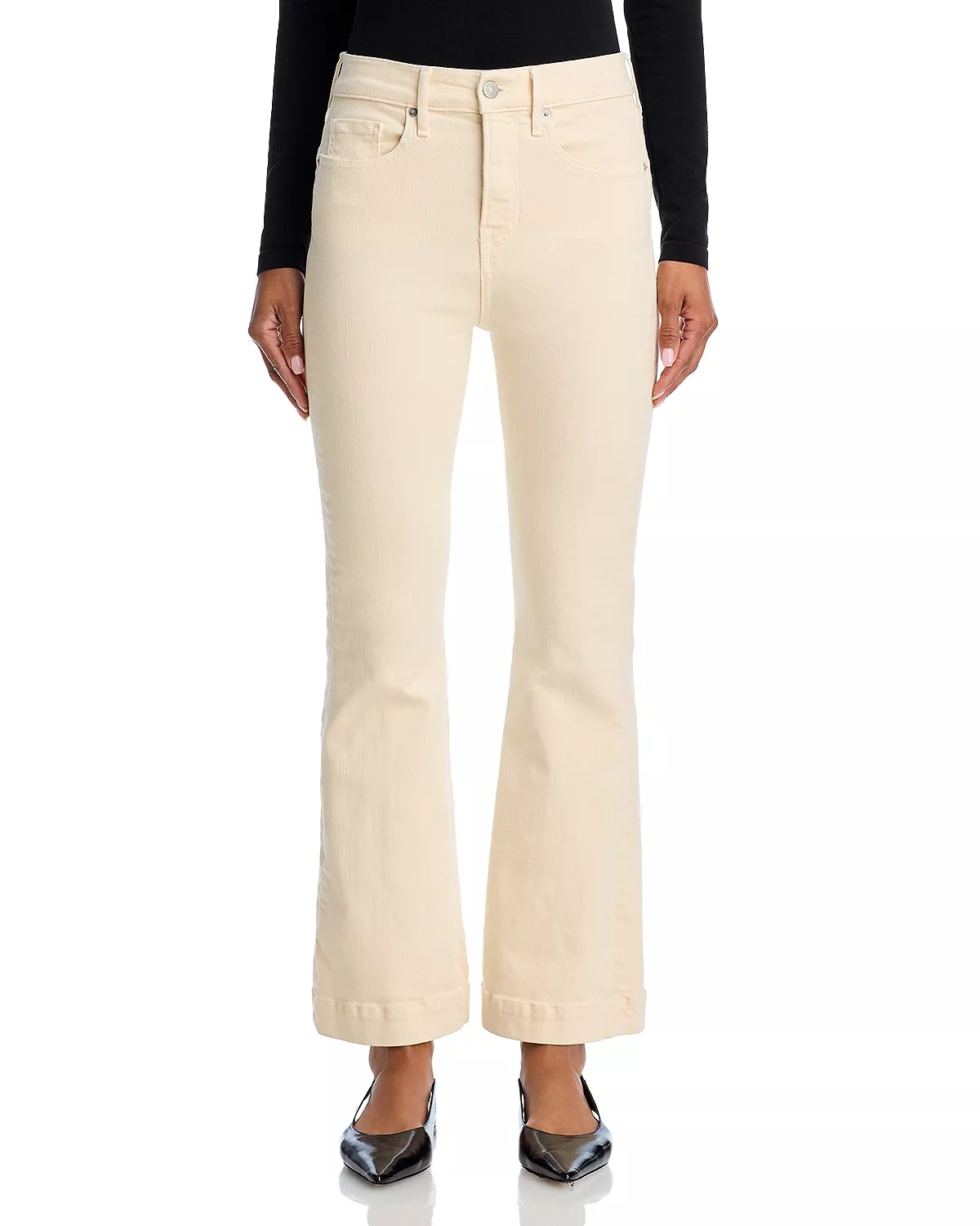 Carson High Rise Ankle Flare Jeans in Ecru - 7