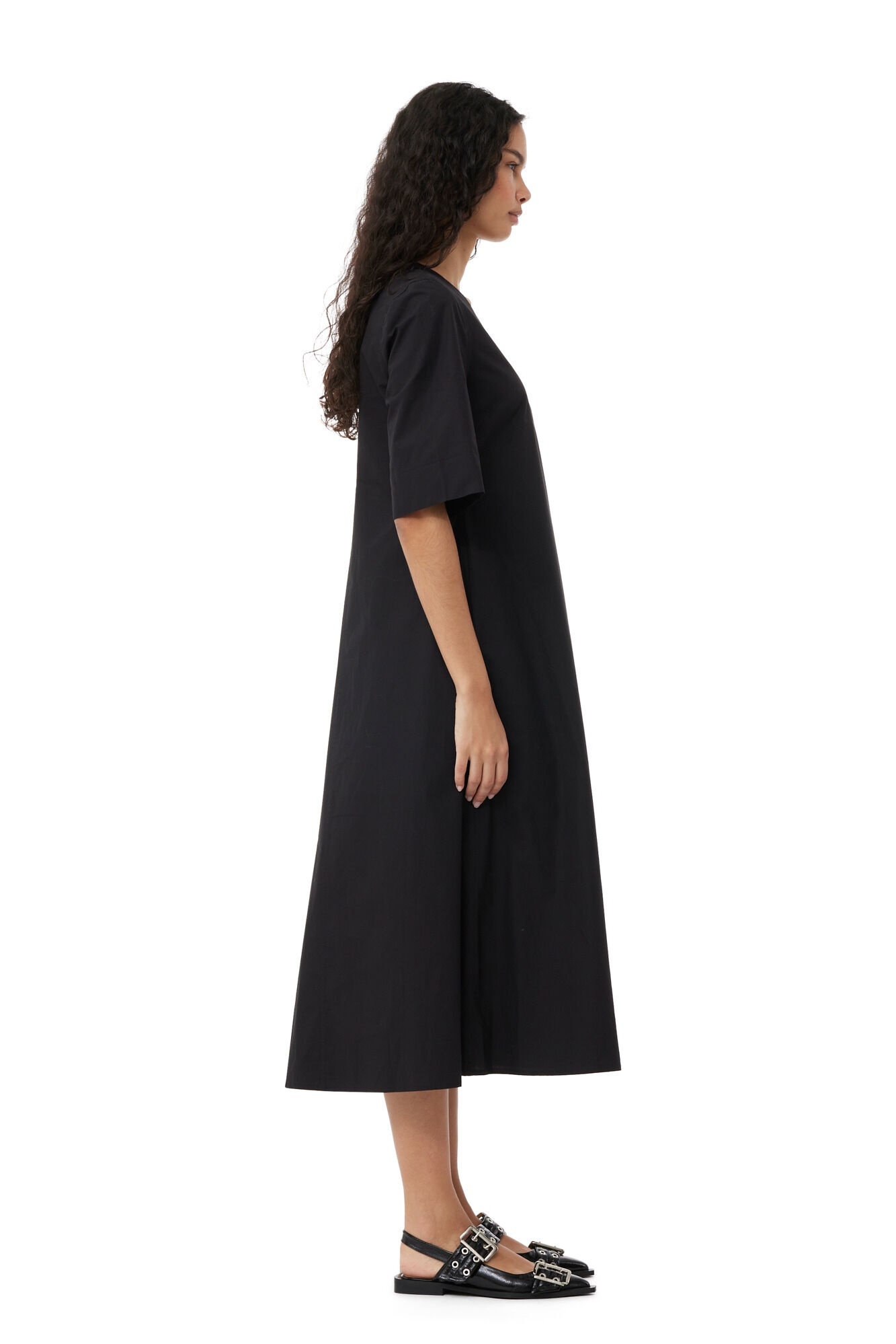 EXCLUSIVE BLACK COTTON POPLIN MAXI DRESS - 4