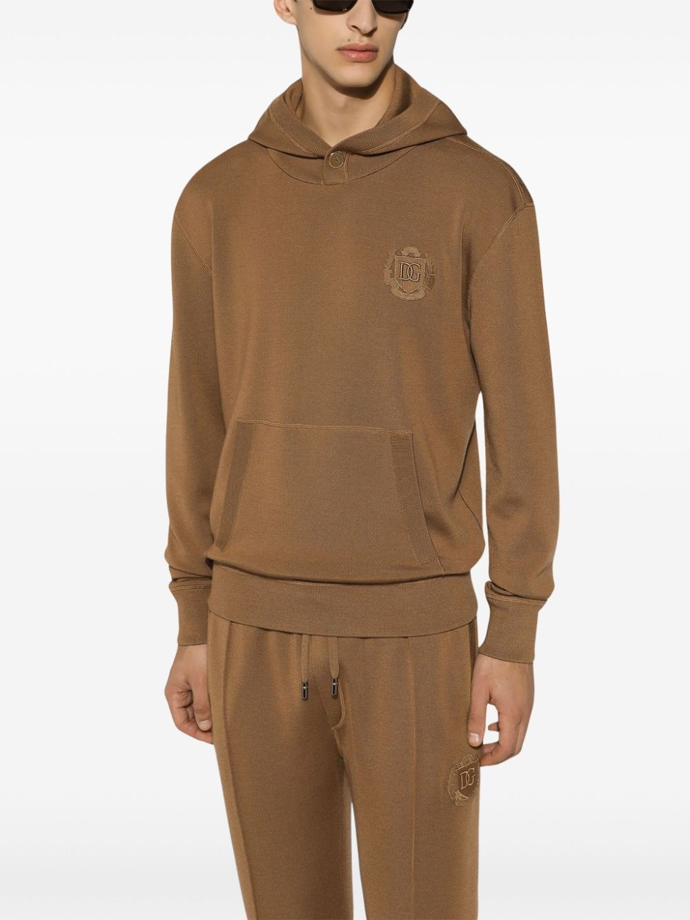 logo-patch fine-knit hoodie - 3