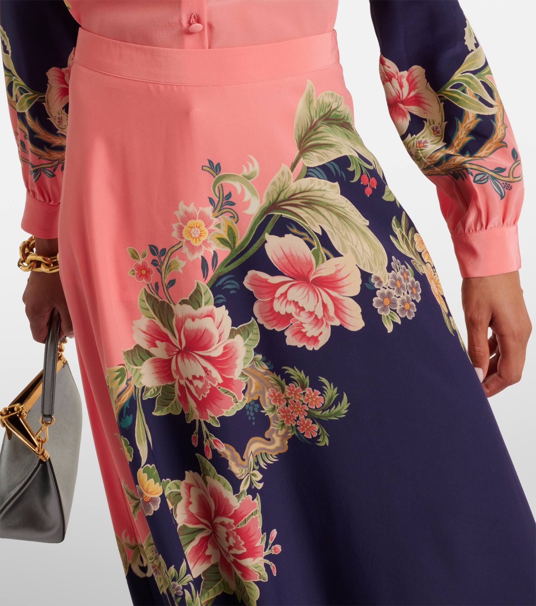 Printed silk crêpe de chine maxi skirt - 4
