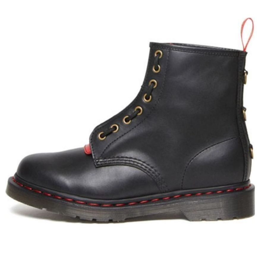 Dr. Martens 1460 Year of the Rabbit Leather Lace Up Boots 'Black Red' 30556004 - 1