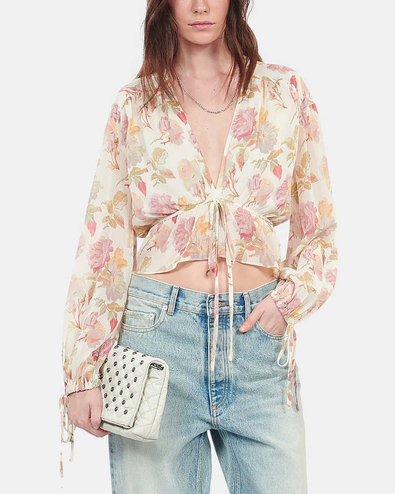 FLORAL PRINTED SILK TOP WITH RUFFLES 5