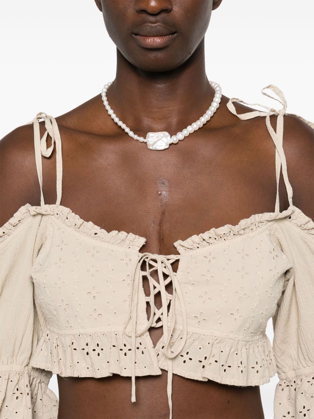 broderie-anglaise crop top - 5