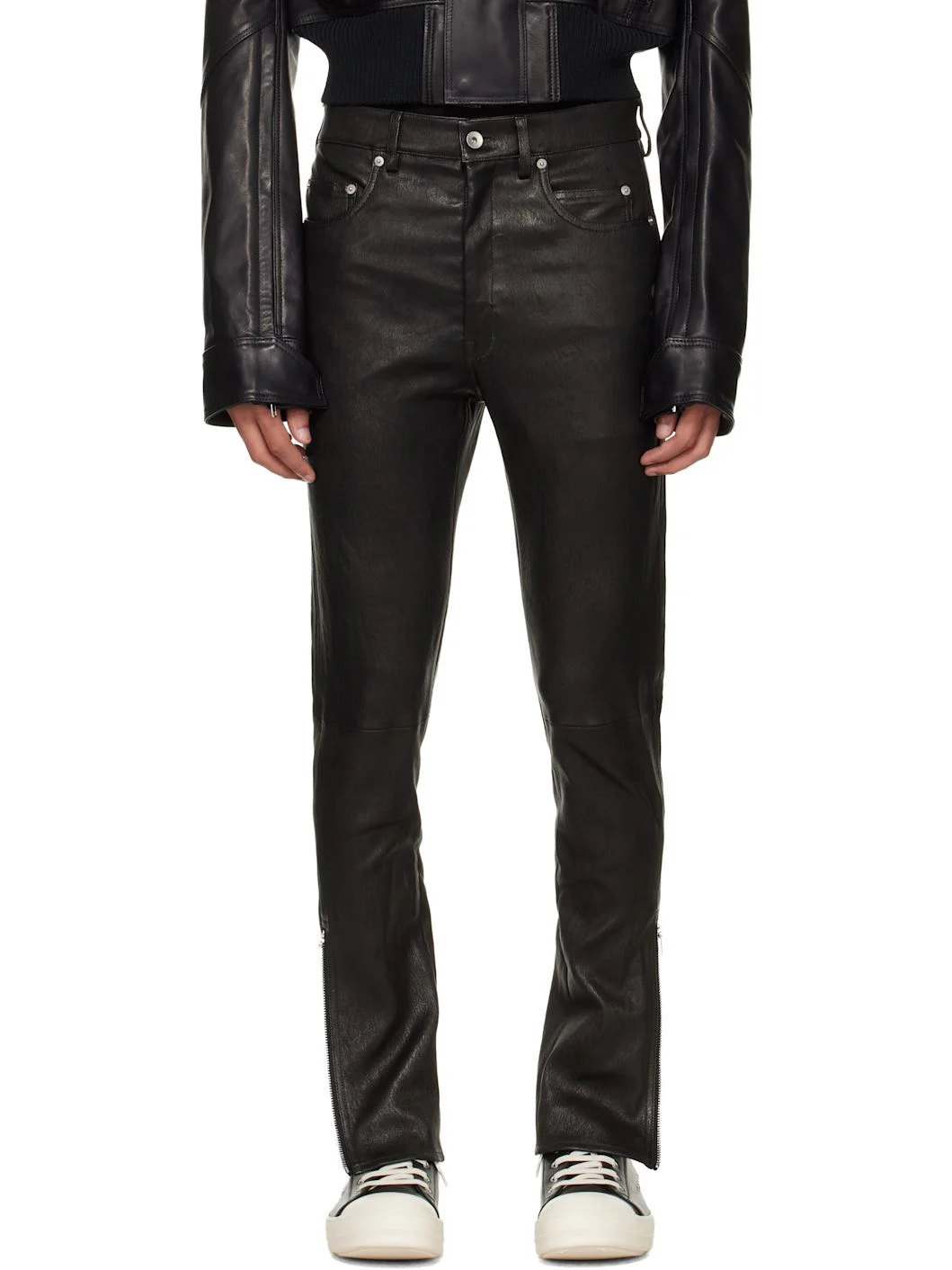 Black 'SUICIDE' Edition Temple Rev Leather Pants - 1