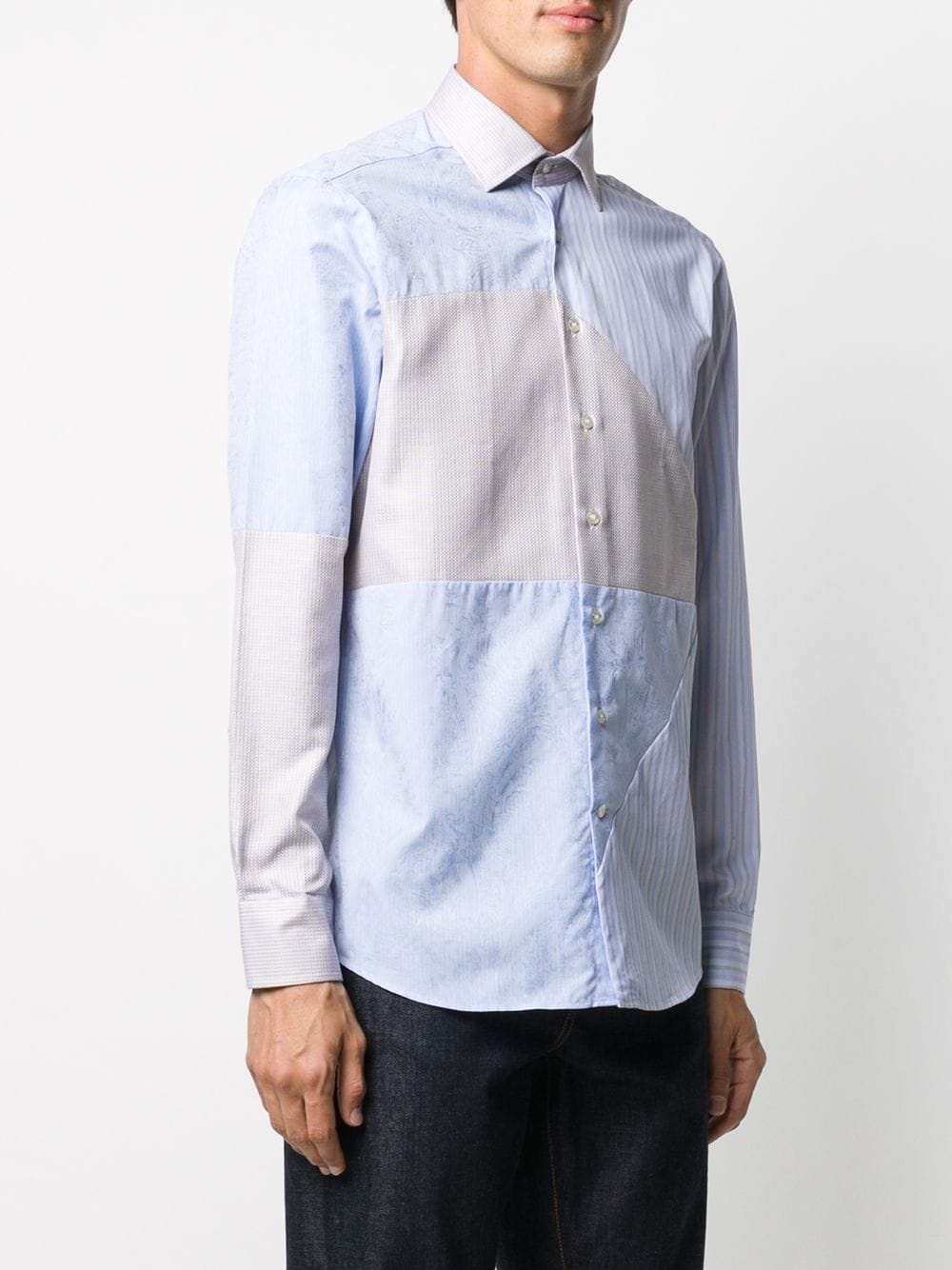 panelled button-up shirt - 3