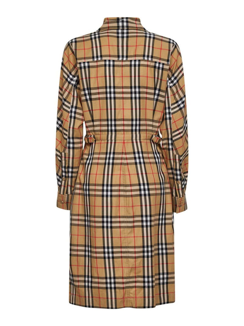 Burberry Sand beige Check cotton midi shirt dress outlook