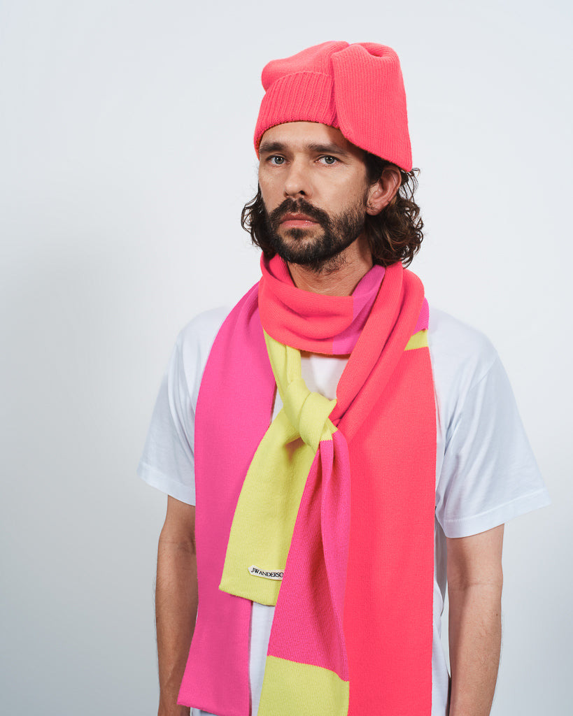 KNOTTED BEANIE HAT IN NEON ORANGE - 2