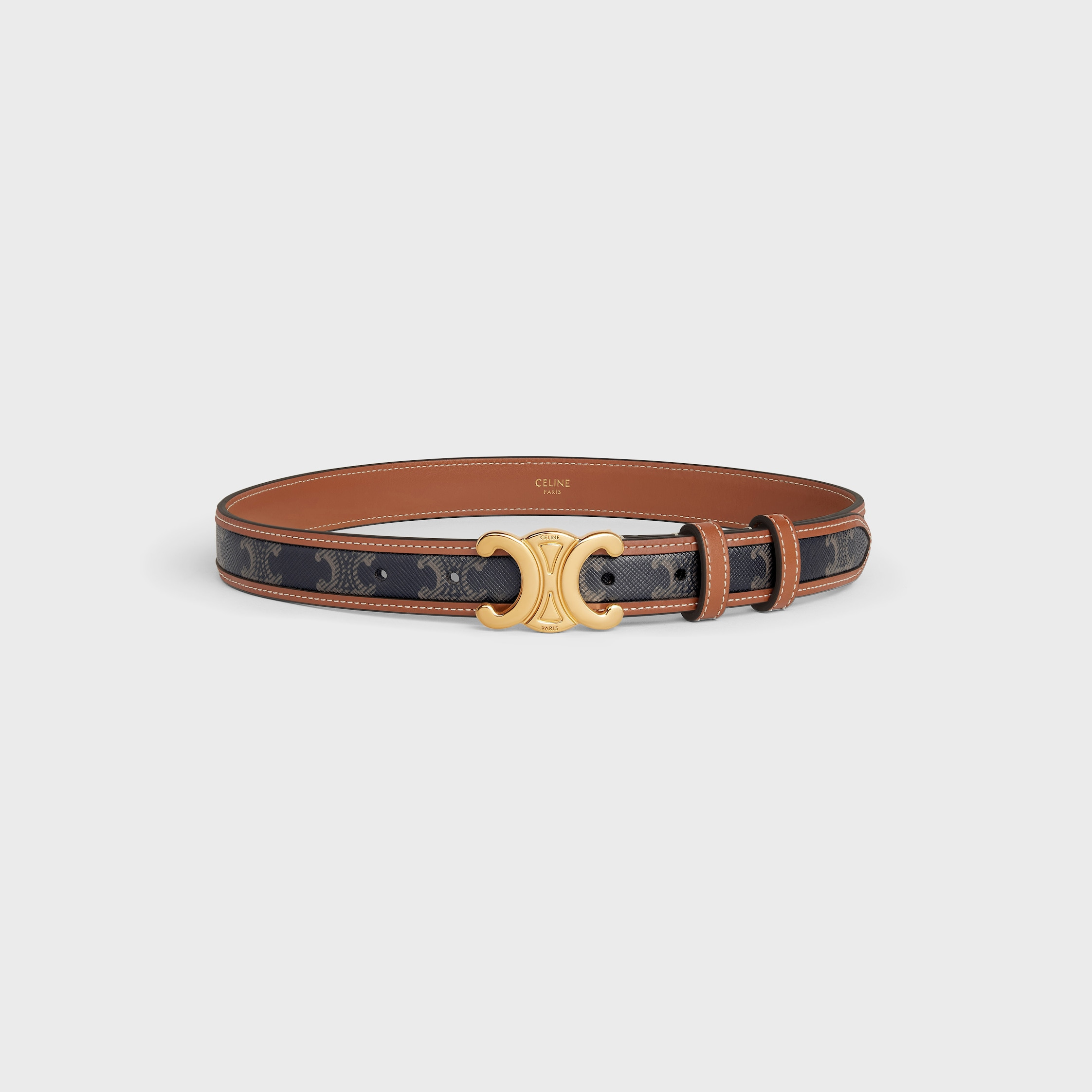Medium Triomphe Belt in Triomphe Canvas and Calfskin - 1