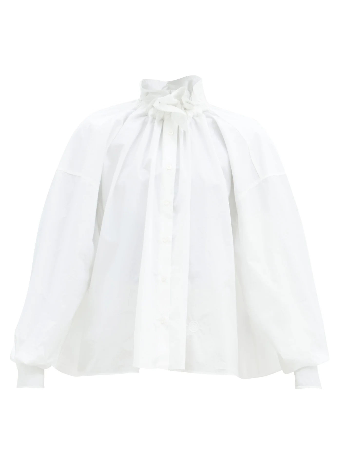 Ruffled cotton-poplin blouse - 1