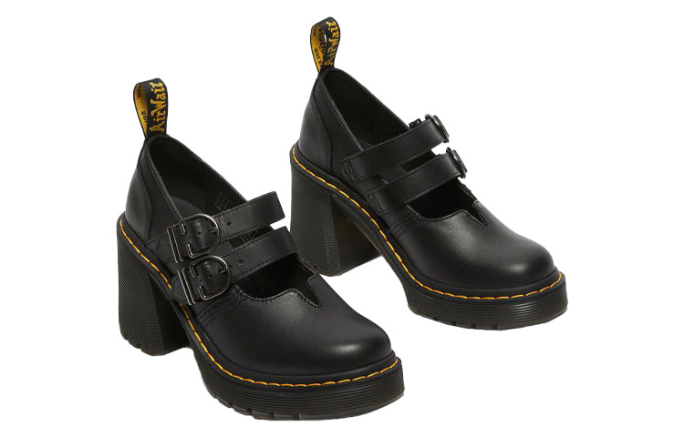 (WMNS) Dr. Martens Eviee Sendal Leather Heeled Shoes 'Black' 27371001 - 5