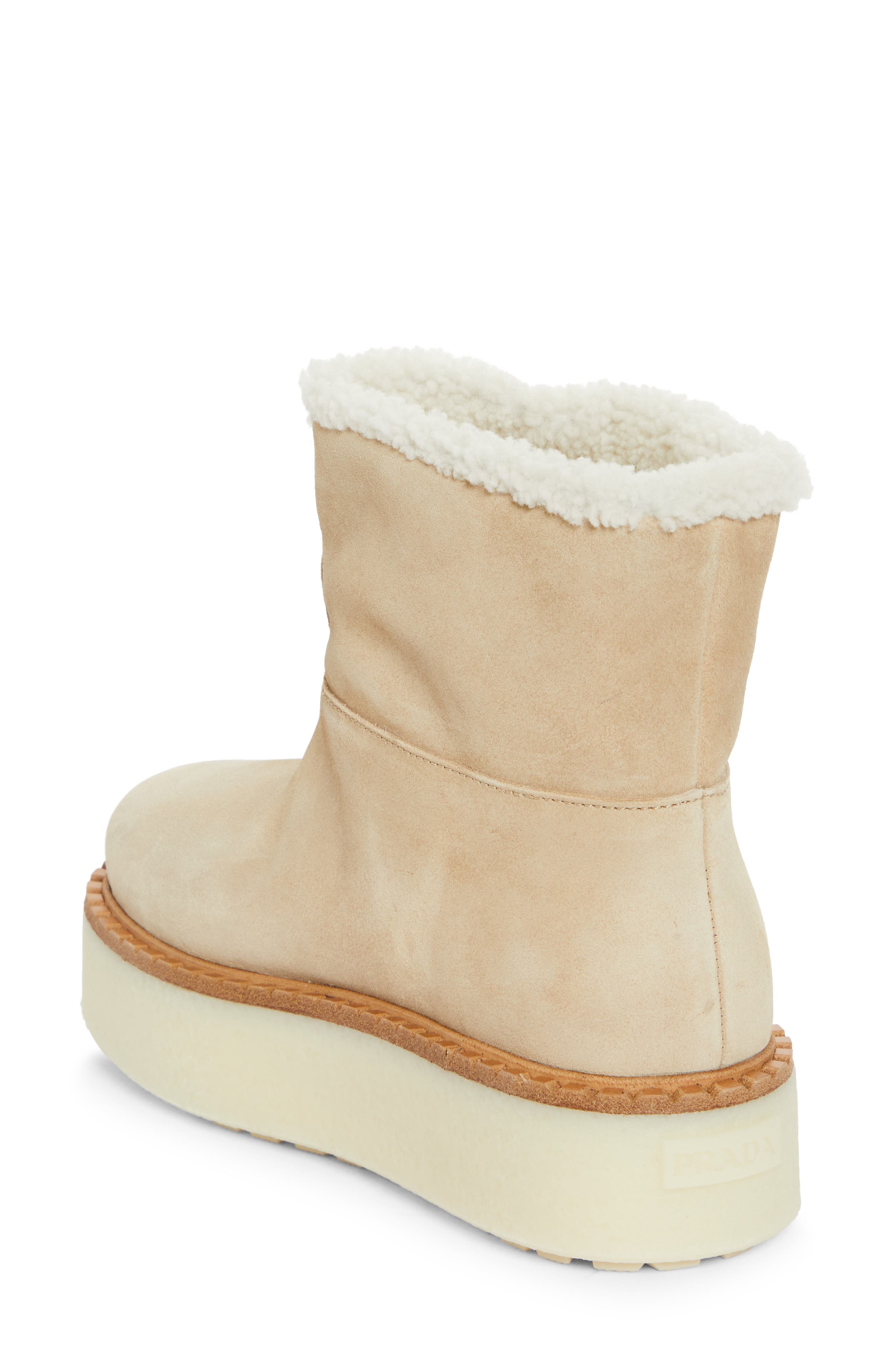 Prada Evolve Genuine Shearling Bootie in Ecru at Nordstrom - 2