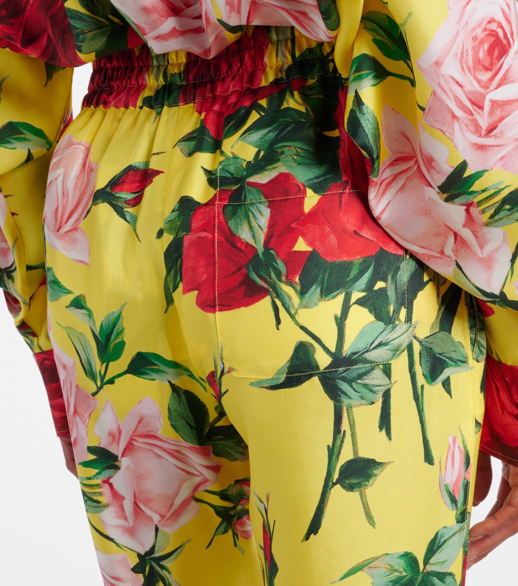 Floral silk straight pants - 5