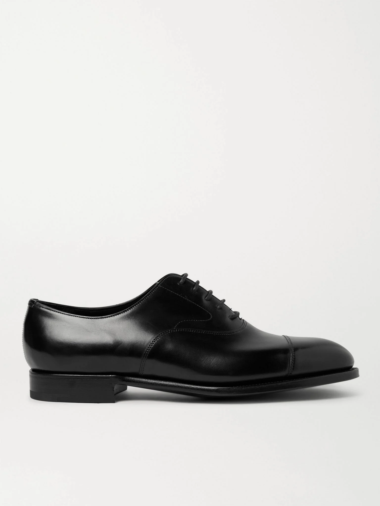 Chelsea Cap-Toe Burnished-Leather Oxford Shoes Black - 1