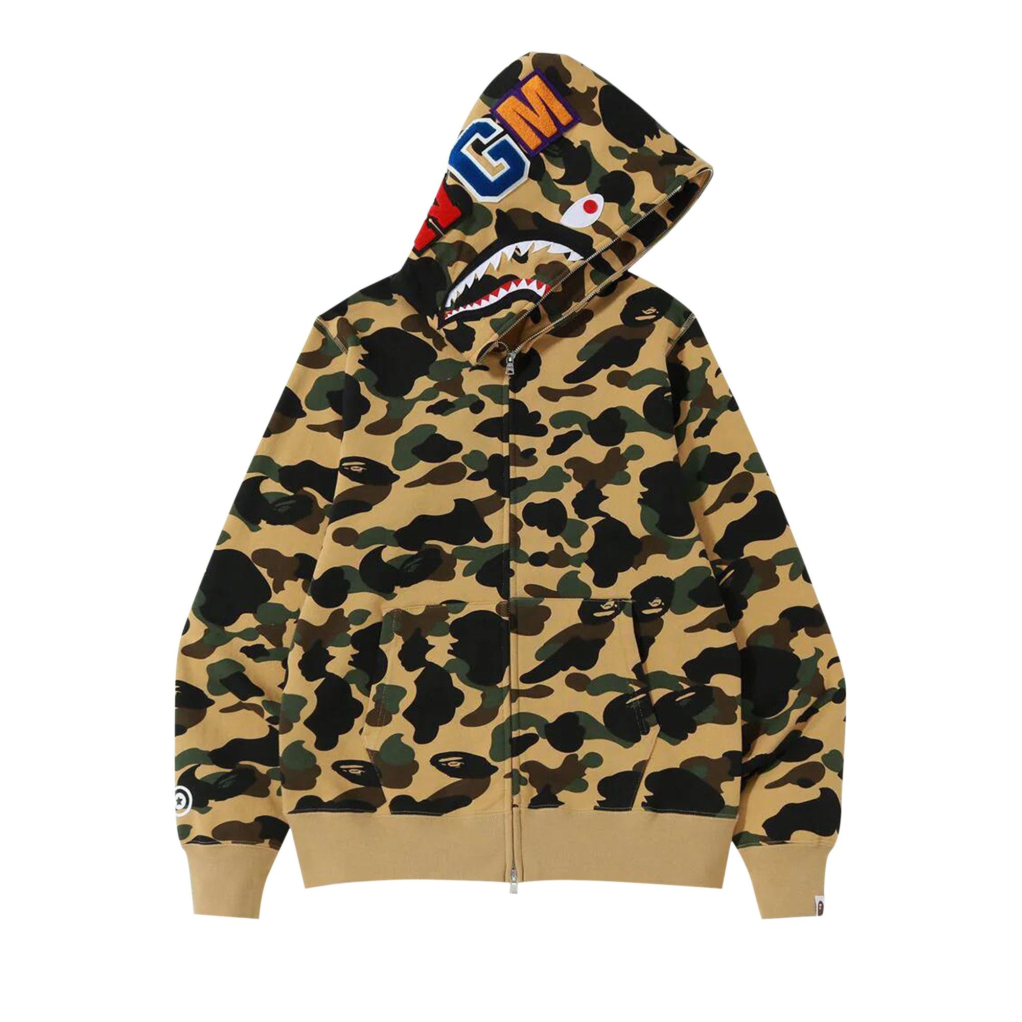 BAPE 1st Camo Shark Full Zip Hoodie 'Yellow' - 1