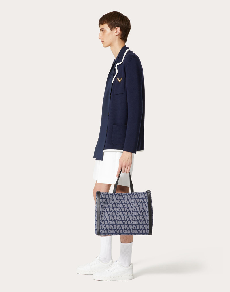 Valentino TOILE ICONOGRAPHE MEDIUM SHOPPER IN JACQUARD FABRIC WITH DENIM EFFECT outlook