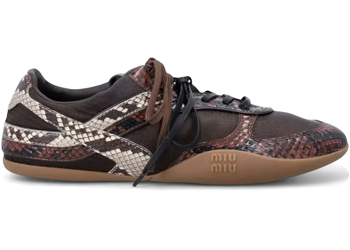 Miu Miu Gymnasium Technical Sneaker Python Print Moro Tabacco (Women's) - 1