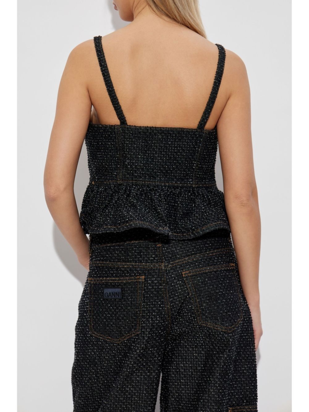 peplum denim top - 4