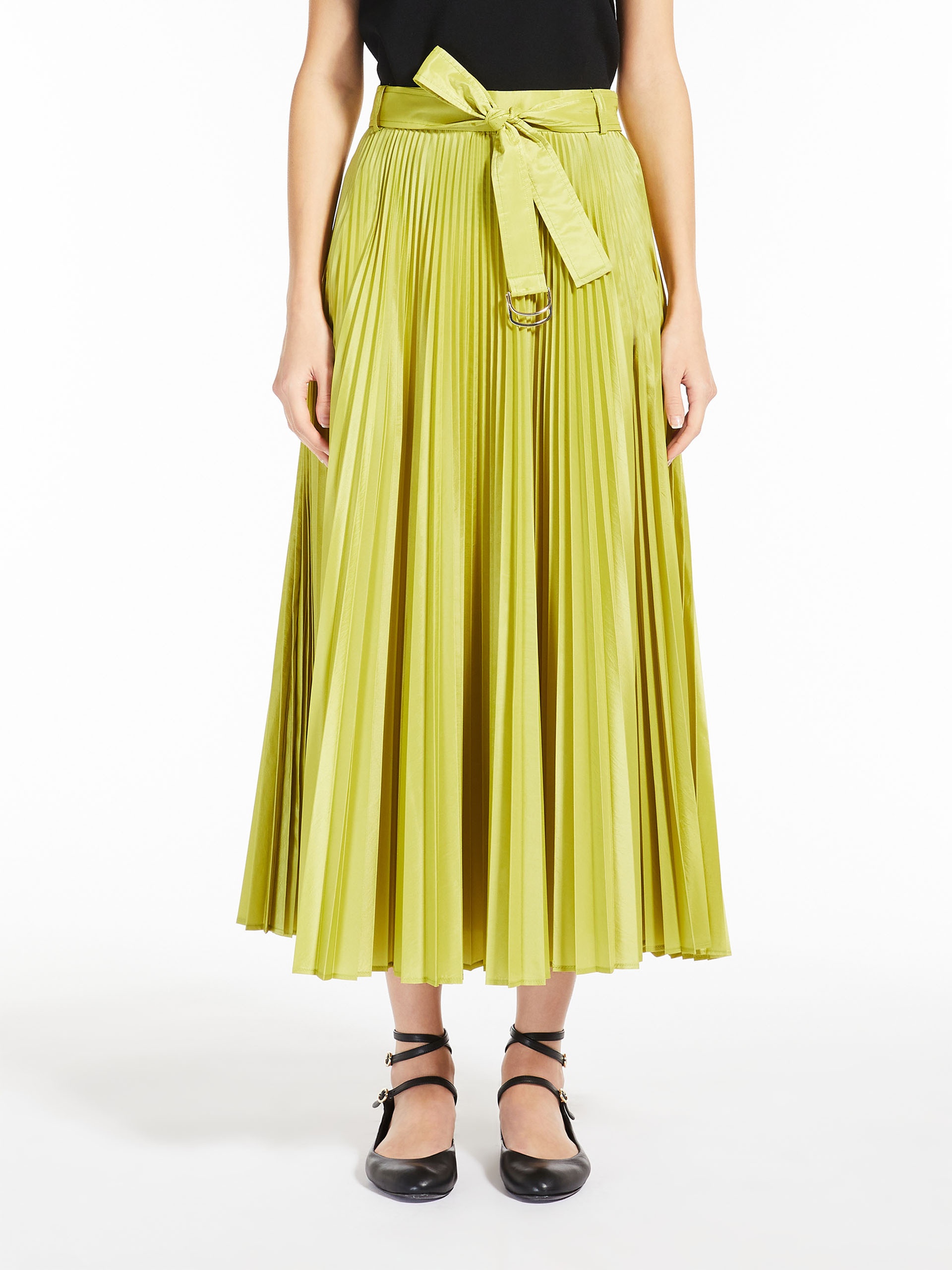 TAMBUTO Pleated silk blend skirt - 3