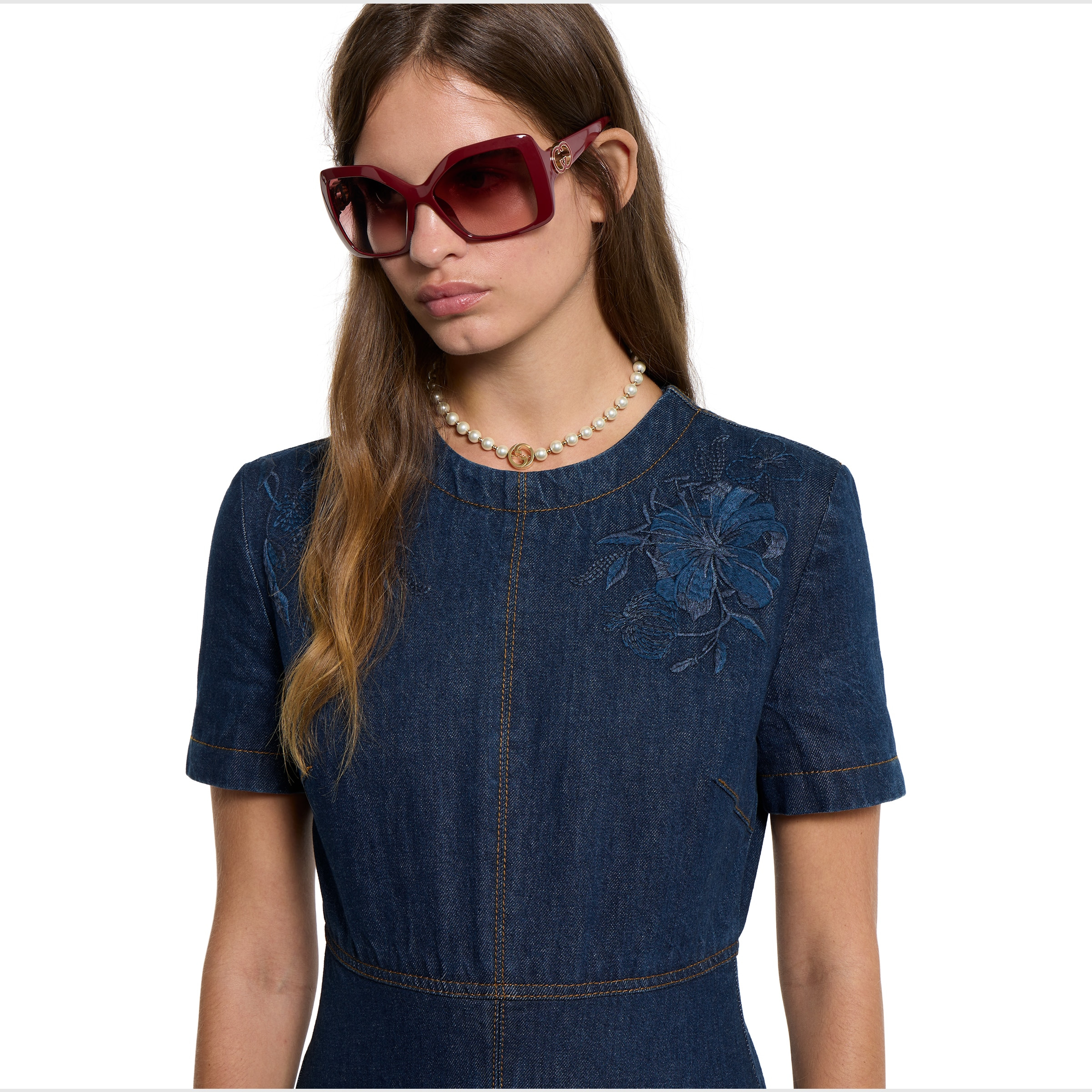 Denim dress with embroidery - 4