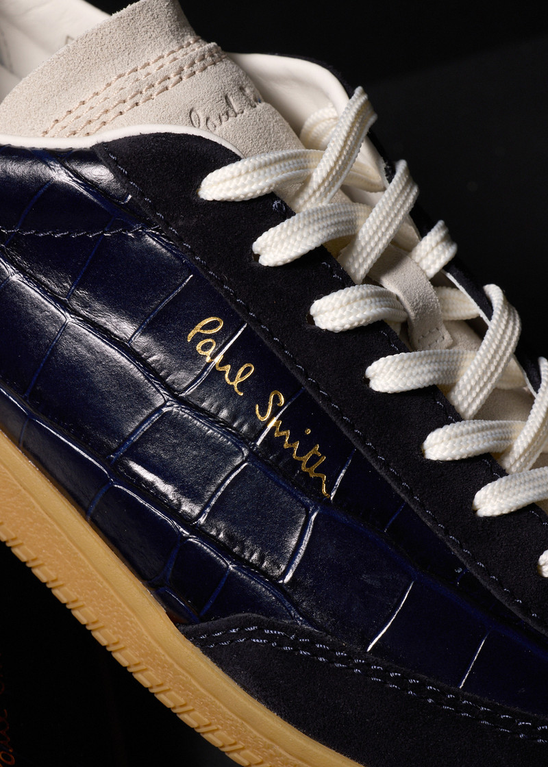 Navy Croc-Emboss 'Como' Trainers 6