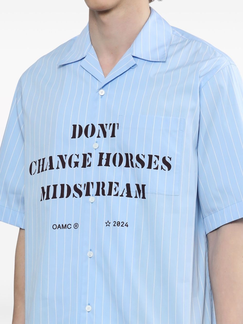 striped slogan-print shirt - 5