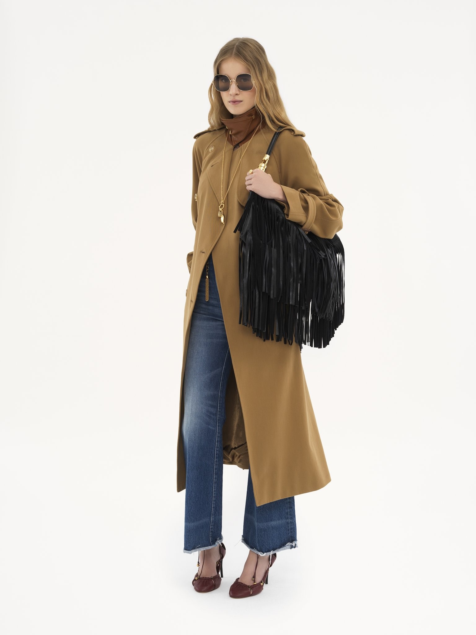LONG TRENCH COAT IN COTTON GABARDINE - 3