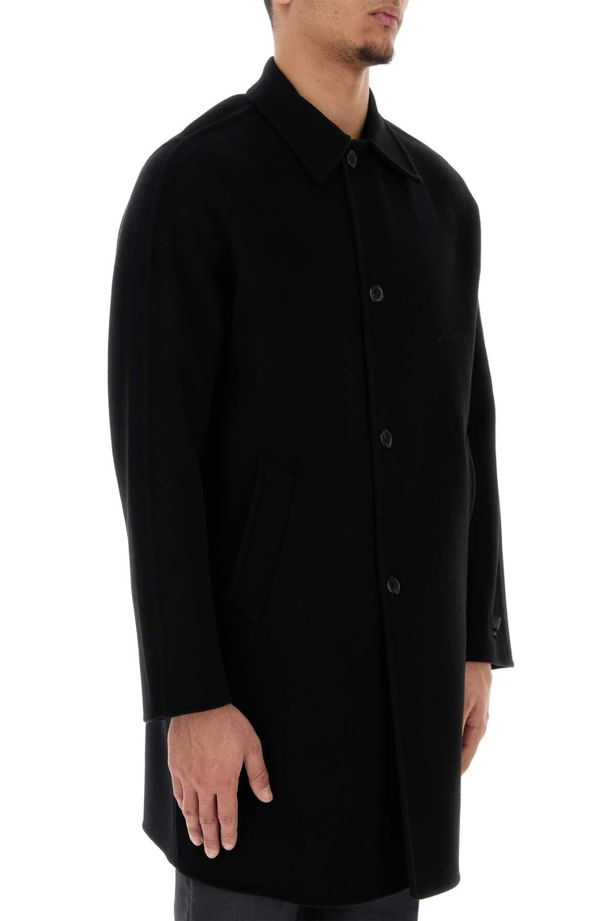 Prada Men Black Cashmere And Wool Coat - 3