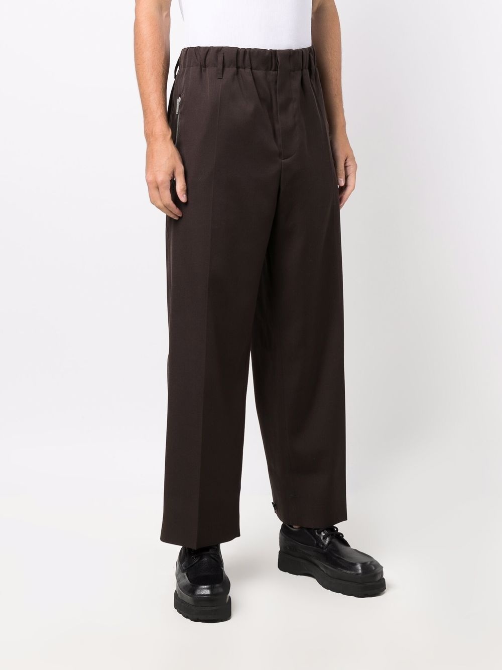 pressed-crease elasticated-waist trousers - 3