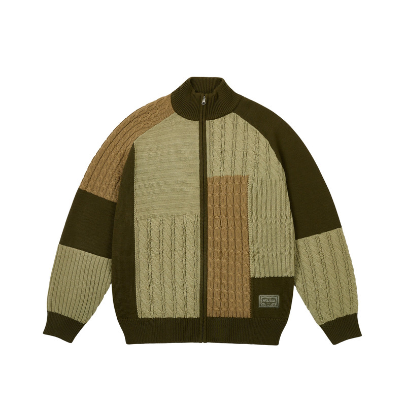 PATCHWORK ZIP KNIT THE DEEP GREEN - 1