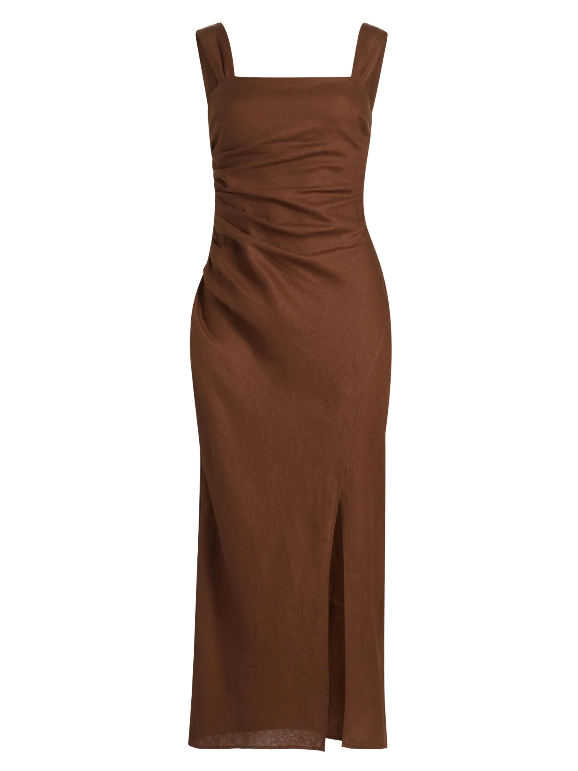 Women's Clemente Linen Midi-Dress - Chocolate Cake - 1