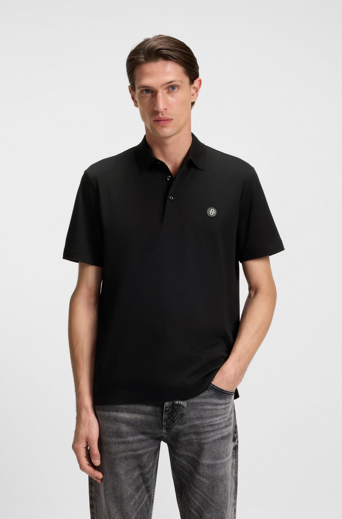 MERCERIZED-COTTON POLO SHIRT WITH DOUBLE MONOGRAM - 2