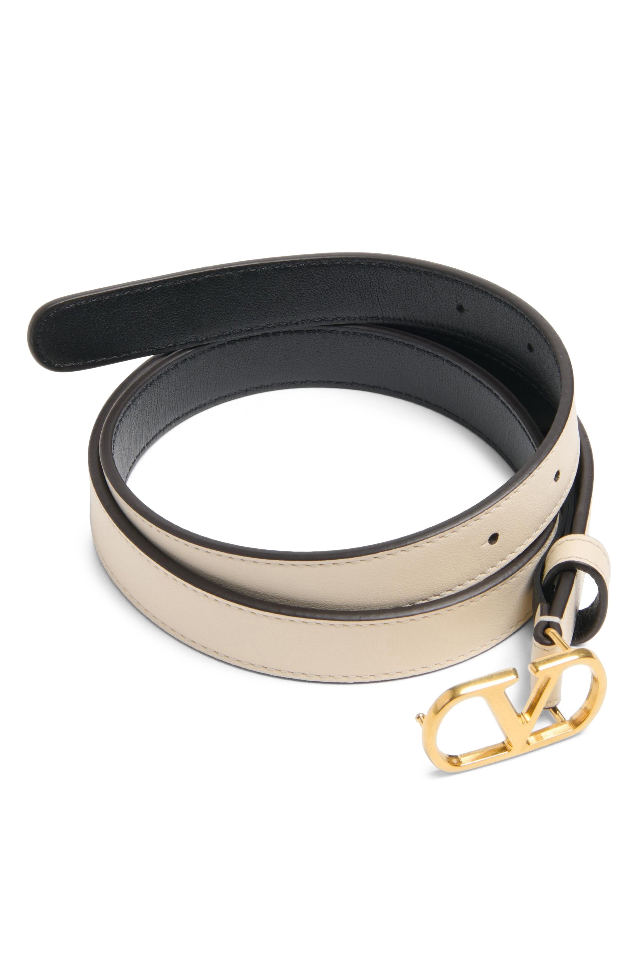 Valentino Garavani VLOGO Signature Leather Belt in White Multi at Nordstrom - 3