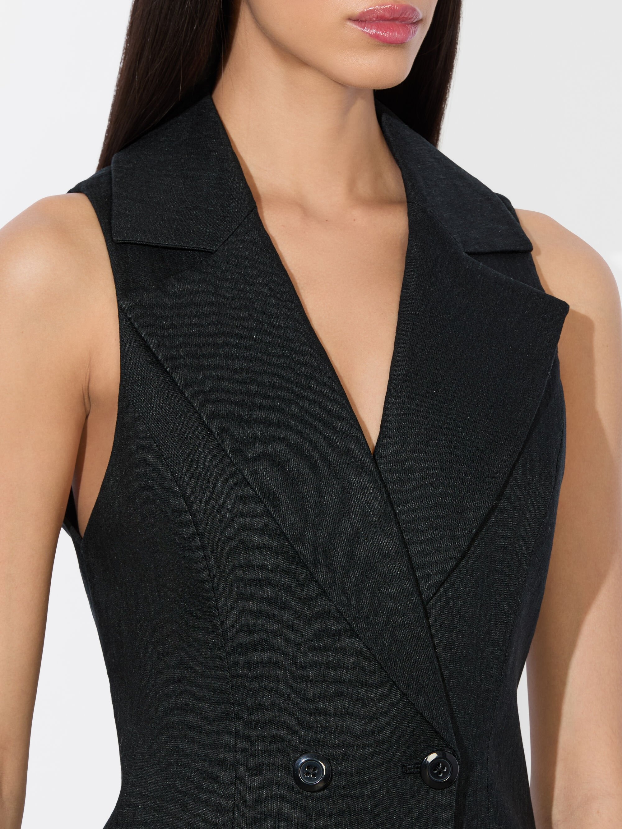 MERITT LINEN TUXEDO DRESS - 3