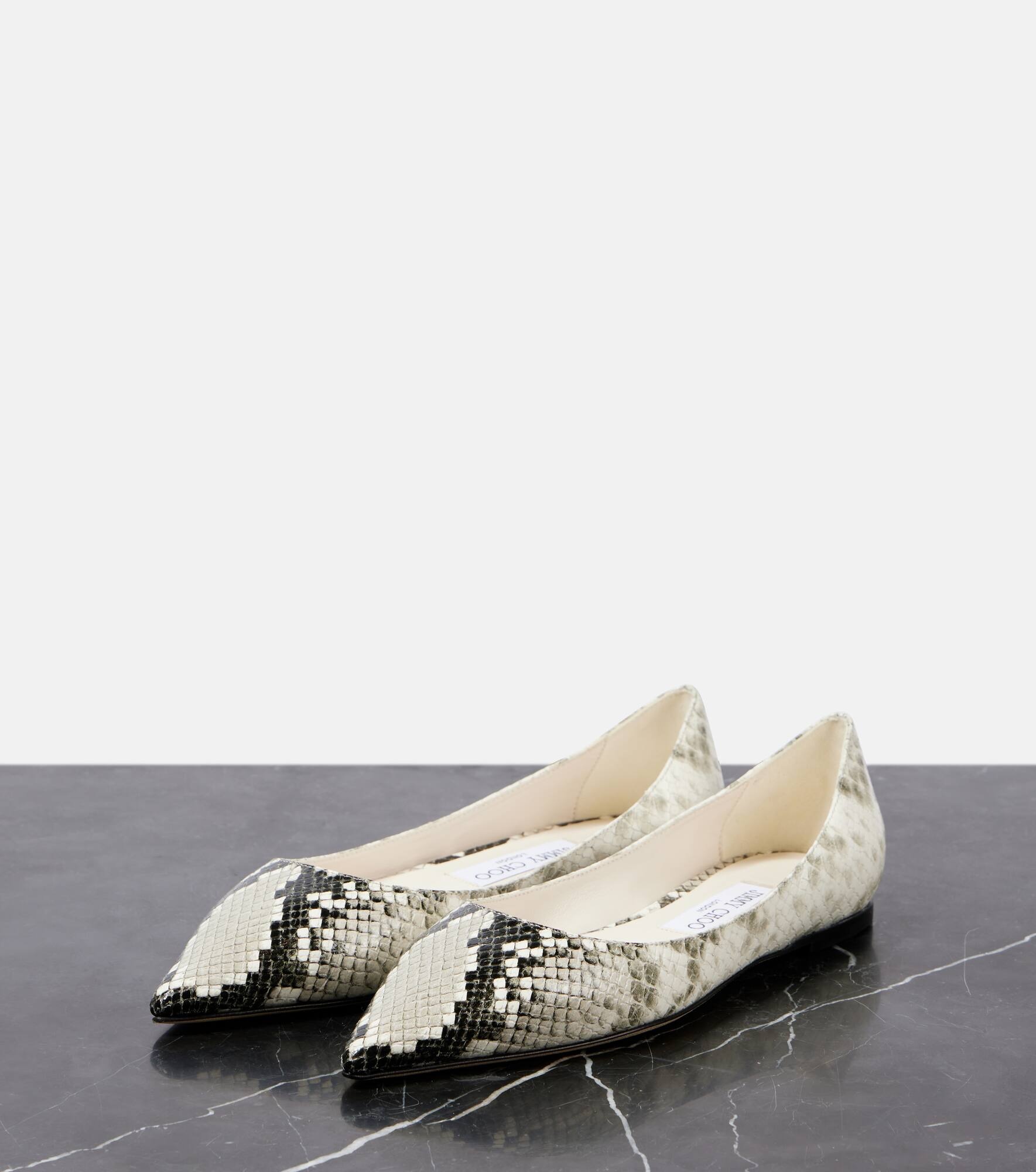 Love snake-effect leather ballet flats - 5