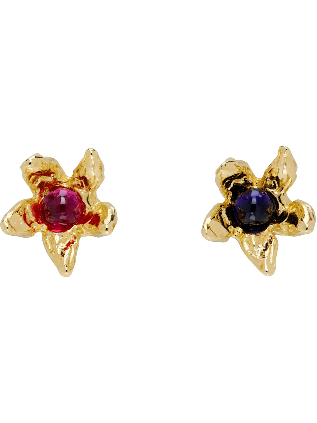 Gold Claw Flower Stud Earrings - 1