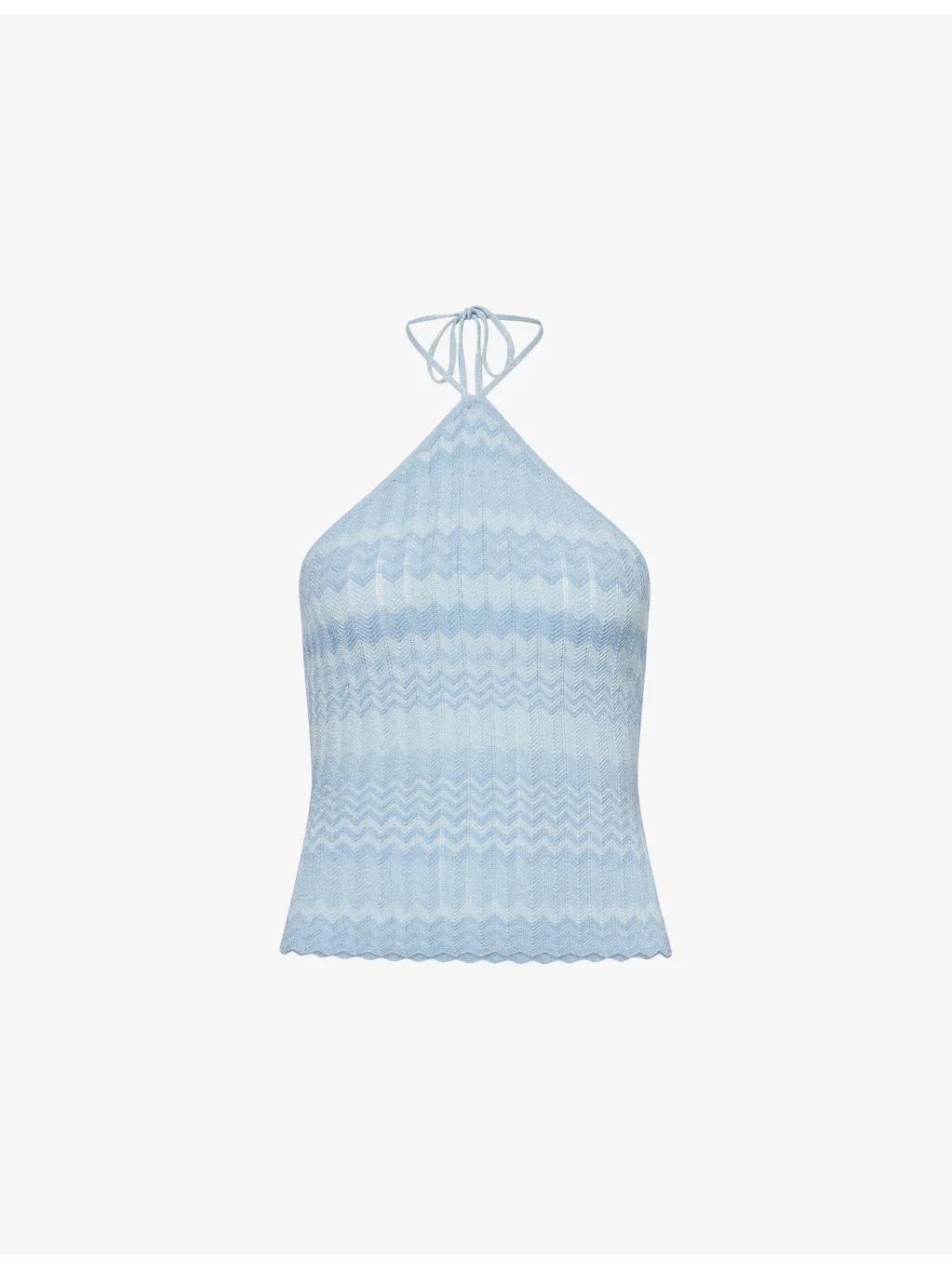 Ria Chevron-Pattern Woven Halterneck Top - 1