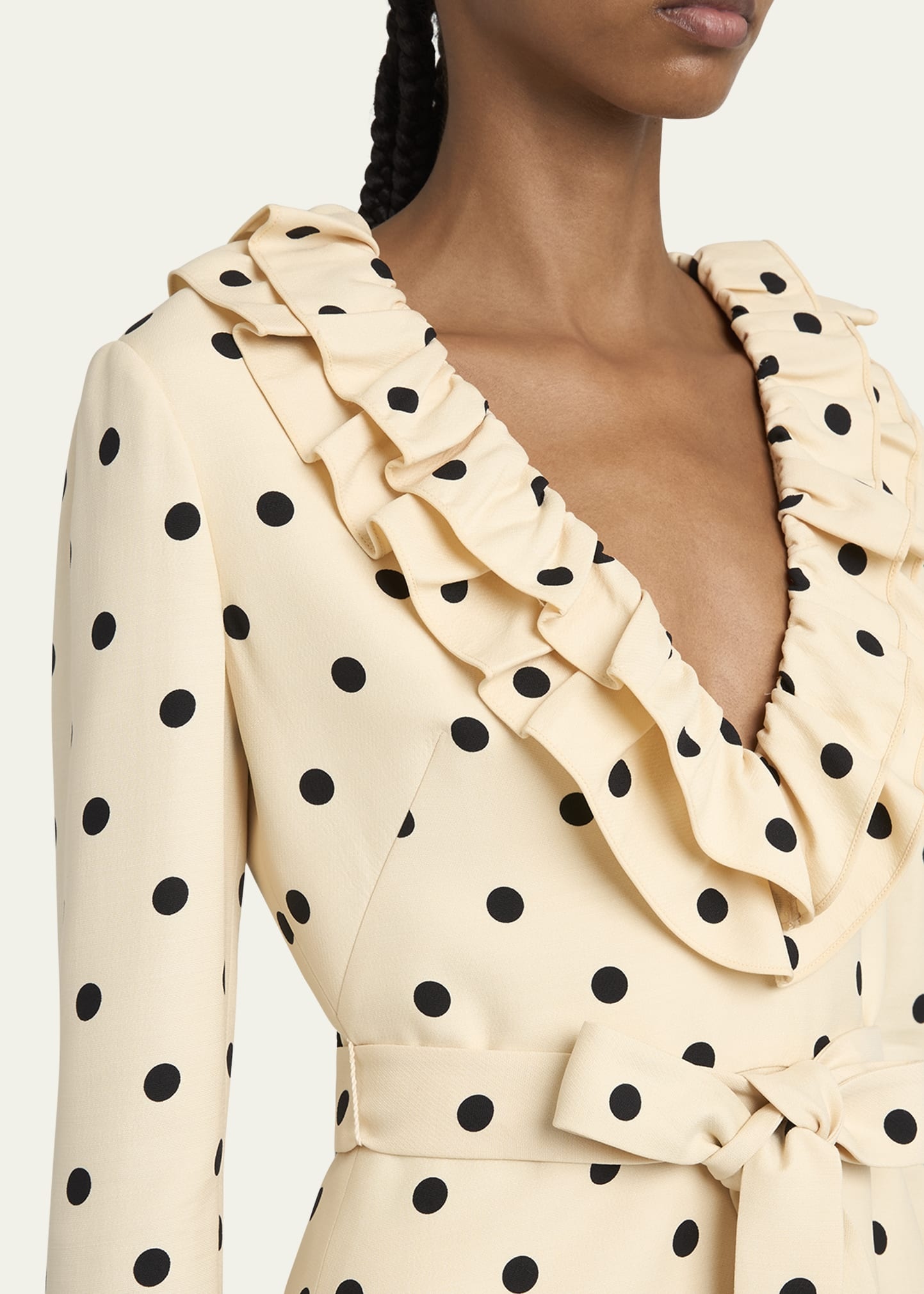 Ruffle Polka Dot Belted Mini Dress - 5